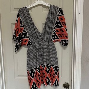 Mahina Black and Red Geometric Dress